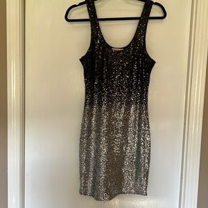 Black to silver ombré sequin dress size large. Worn once!